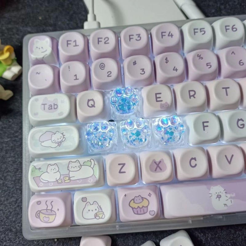 Elacgap Cat Claw Keycap Cute Drip Glue Backlight Keycaps DIY ESC Arrow Key Keycap Replacement for Cherry MX Gaming Mechanical Keyboard (4Keys Blue) - Image 3